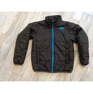 The North Face boys youth small 7/8 black/blue puffer coat